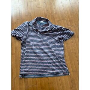 Faherty Blue Pink Men's Striped Short Sleeve Polo Shirt Large